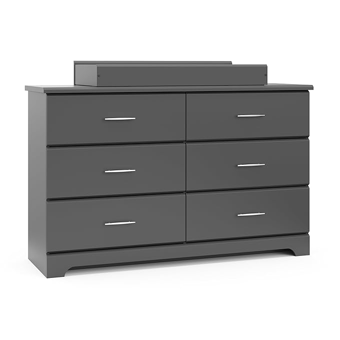 Storkcraft Brookside 6-Drawer Dresser (Gray) – GREENGUARD Gold Certified, Gray Dresser for Bedroom, Kids & Nursery Storage Chest, Safety Interlocking Drawers, Pre-Installed Tracks, Kids Chest