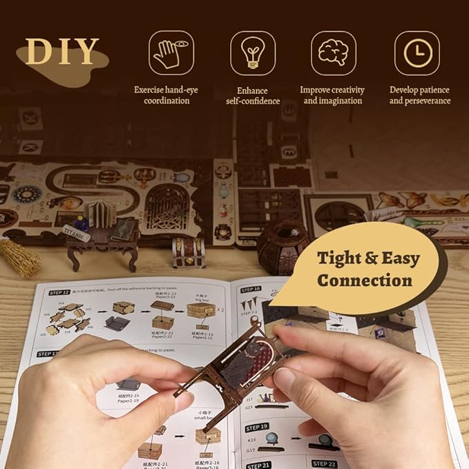 CUTEBEE Book Nook Kit - DIY Miniature House Dollhouse Kit for Adults and Teens, 3D Wooden Puzzle Booknook Build Bookshelf Decor, Gifts for Family and Friends (Magic Pharmacist)