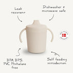 mushie Trainer Sippy Cup | Made in Denmark | Leak Resistant Twist-Off Lid & Handles | 6 Months + (Smoke)