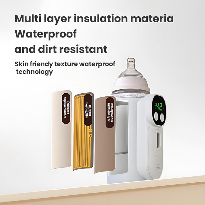 Portable Bottle Warmer for Travel, Warm for 6-10 Hours, Baby Bottle Warmer with Sound Voice Control, Travel Bottle Warmer for Breastmilk