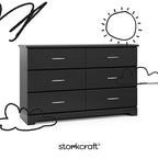 Storkcraft Brookside 6-Drawer Dresser (Black) – GREENGUARD Gold Certified, Black Dresser for Bedroom, Kids & Nursery Storage Chest, Safety Interlocking Drawers, Pre-Installed Tracks, Kids Chest