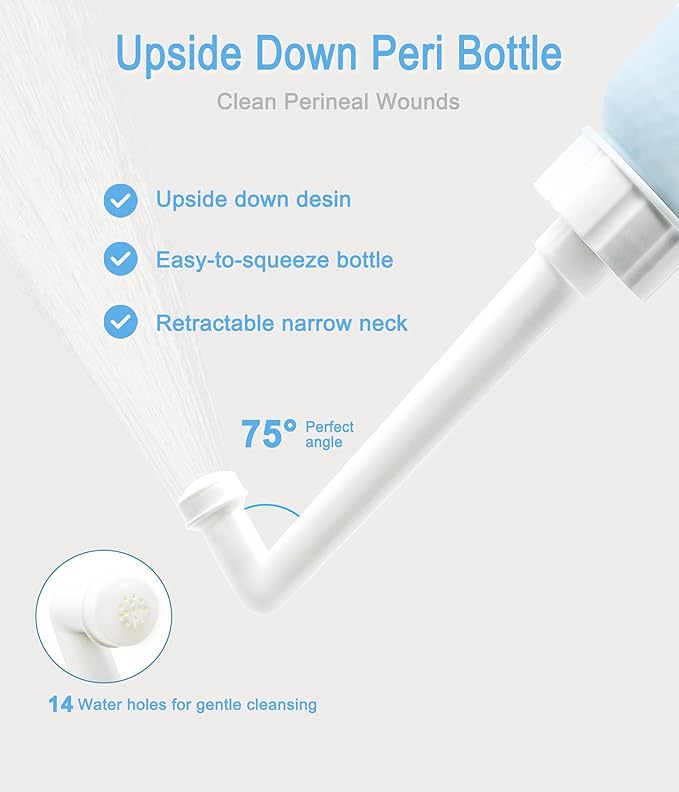 Postpartum Recovery Essentials Kit - Labor Delivery Mom Care Kit - Disposable Postpartum Underwear, Peri Bottle, Postpartum Ice Pack Pads, Reusable Nursing Pads, Herbal Foam, Canvas Bag Set 6 pack