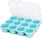 12x1.5oz Baby Food Freezer Tray with Clip Lid Light Green | Food Grade Silicone Storage Containers for Purees & Vegetables