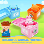 Farm Animals Train with 11 Finger Puppets, 10 Barns with Keys, Counting, Matching, Sorting Montessori Learning Toy for Toddlers 1 2 3 4 Years Old, Educational Birthday Gift for Boys Girls Kids, 36PCS