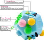 12 Sided Finger Cube Toys, Fidget Toys Relief Stress, Autism and Anxiety Depression for Kids Adults (Blue, Normal)