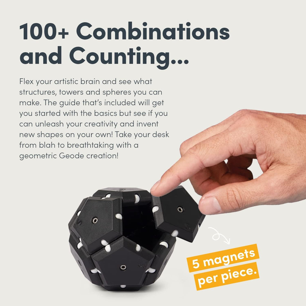 Speks Geode Matte Pentagons Magnetic Fidget Toy for Adults | Quiet Sensory Toy for Stress Relief & Anxiety, Office Desk Toy & Top Gadget Gift Idea | Snake Eyes, 12-Piece Set