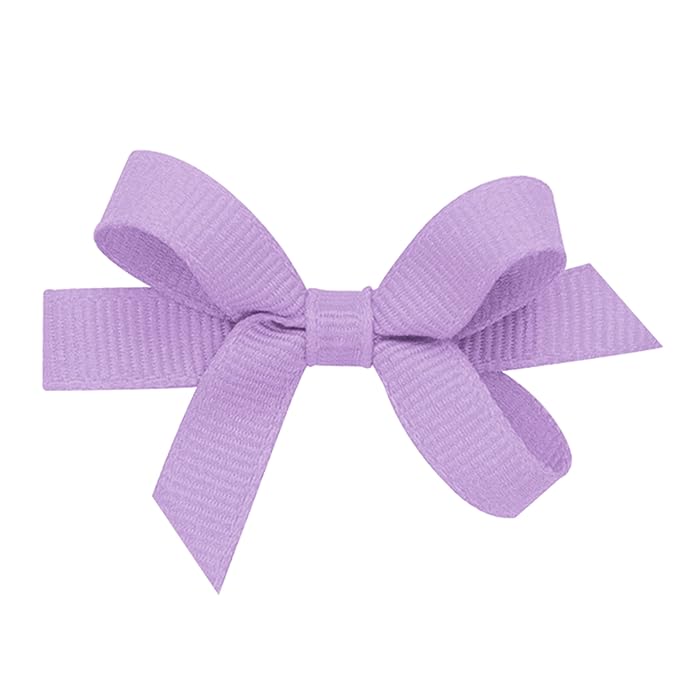 Wee Ones Girls' Plain Wrap Classic Grosgrain Hair Bows on a WeeStay No-Slip Hair Clip, Handmade, Baby, Light Orchid