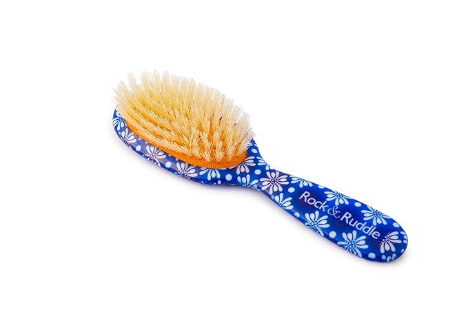 Rock & Ruddle Soft White Natural Boar Bristle Hairbrush for Babies and Young Children | Perfect for Fine Hair Detangling and Smoothing - Tile Blue