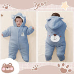 XIFAMNIY Newborn Fleece Footie Jumpsuit Hooded Warm Thicken Winter Outwear Snowsuit for Baby Girls and Boys