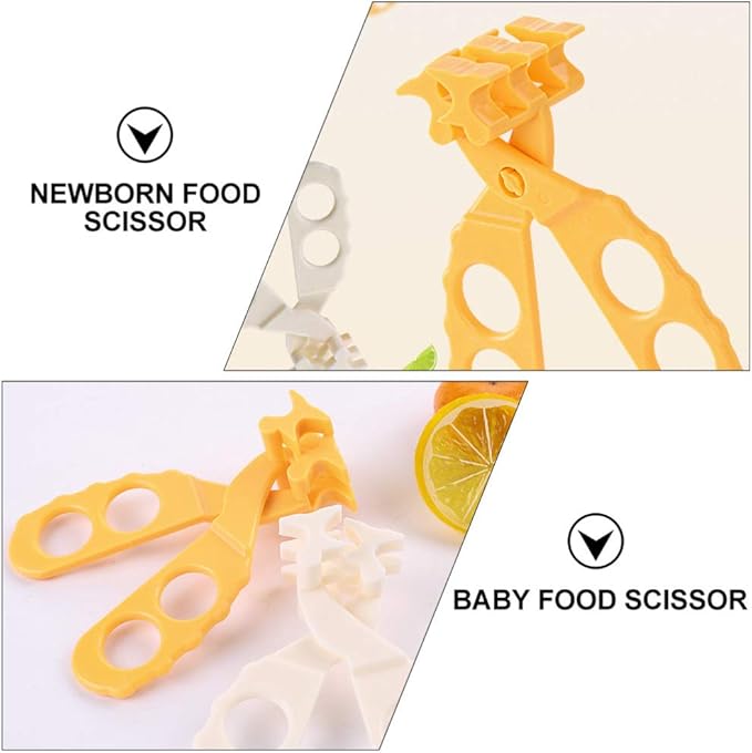 2PCS Baby Food Choppers Food Scissors Cutter Multifunctional Masher Chopper Crusher Food Cut Kids Safe Feeding Helper Home Kitchen Food Slicer Shears for Babies Toddlers (Yellow)