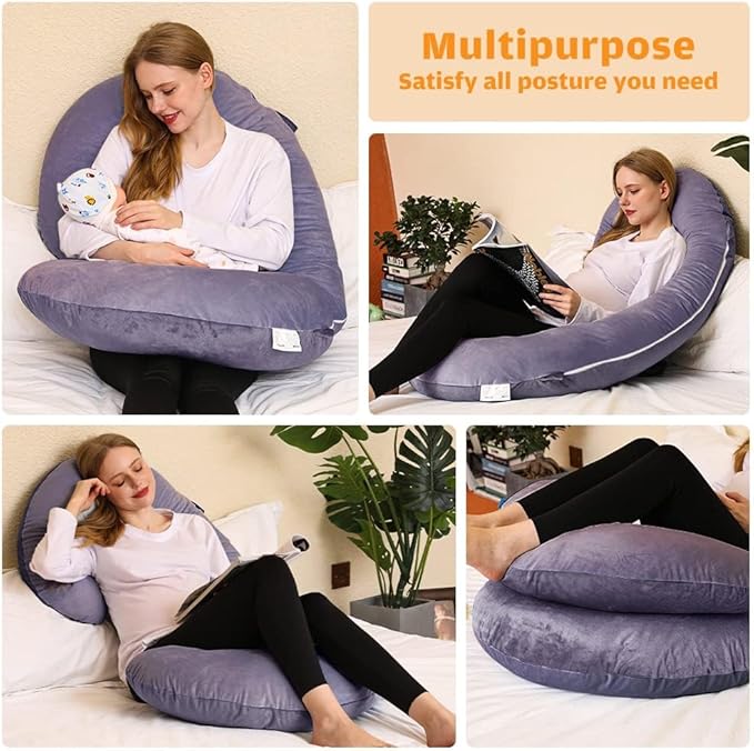 Chilling Home Pregnancy Pillows, C Shaped Full Body Pillow Maternity Pillow for Women 55 inch, Pregnancy Pillows for Sleeping Pregnant Must Have with Removable Cover