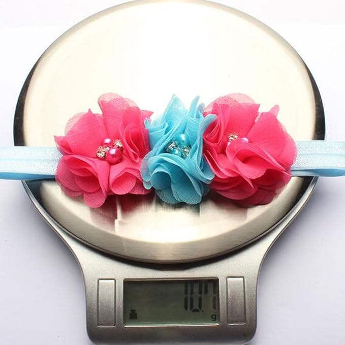 FZBNSRKO Baby Girls Floral Headbands Set,10 Pack Mixed Baby Chiffon Headbands Baby Girl Flower Headband Elastic Hairband for Newborn Toddler Hair Accessories(3 flowers)