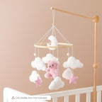 Baby Mobile for Crib Bear Cloud Crib Mobile Handmade Furry Nursery Mobile Gender Neutral Crib Toy Hanging for Nursery Decor Accessories