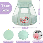 Baby Ball Pit for Toddler with 150 Balls, Kids Pop Up Play Tent for Girls, Princess Toys for Children Indoor & Outdoor Playhouse with Carry Bag (Celadon: Pink/White/Gray, 109x90cm/150 Balls)