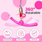 Ninja-Twister 360° Spin Handle: Slackline Swing Attachment for Kids - Activate Ninja Powers with Twist-Spin Flips! (Rose Red- Backyard/Playground Hang Toy)