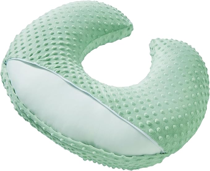 Nursing Pillow and Positioner Breastfeeding and Bottle Feeding, Propping Baby, Tummy Time, Sitting Support for Baby Boy Baby Girl, with Removable Dots Cover (Celadon, 22 X 17.7 X 5.9 Inch)