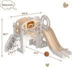 YUFU 9 in 1 Toddler Slide Set, Kids Slide for Toddlers Age 1-3, Toddler Playset with Basketball Hoop and Ball, Outdoor Indoor Playground for Toddlers 1-3 (Beige+Coffee)