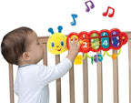 KiddoLab Lira Baby Musical Toy with Lights & Music – Interactive Caterpillar Spinner & Stacking Rings for Infants 3+ Months – Soft Stuffed Animal Head for Sensory Play