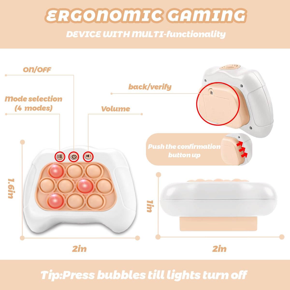 Children Quickly Push Toy Games, Adults Quickly Push Handheld Game Toys, Bubble Pressure pop-up Light Games, Birthday, Boys and Girls Autism Relief, Multiplayer PK