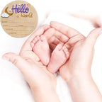 Baby Announcement Sign, 5.9 Inch Wooden Hello World Newborn Signs, Birth Announcement Sign and Pen, Moon and White Cloud Decoration, Welcome Newborn Arrival to World, Hospital Nursery for baby (Purple)