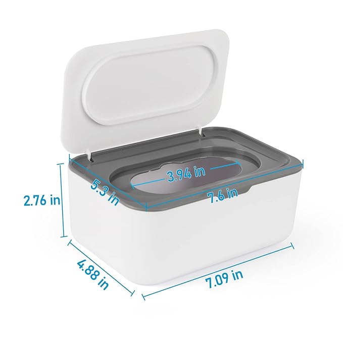 2 Pack Baby Wipes Dispenser, Wipes Case Baby Wipe Holder Keeps Wipes Fresh, Non-Slip, Easy Open & Close (Grey and Blue)