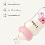 YOHKOH Natural Glass Baby Bottle with Natural Response Nipple, Newborn Anti-Colic Baby Bottles, Wide Neck Mushroom Cap Baby Bottle, Clear ((5.4oz (Pack of 4), Multicolour)