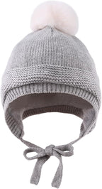 Basic Winter Baby Beanie Gloves Boys Girls Knitted Hat Pompom Kids Earflap Hats Warm Infant Toddler Beanie Mittens Set
