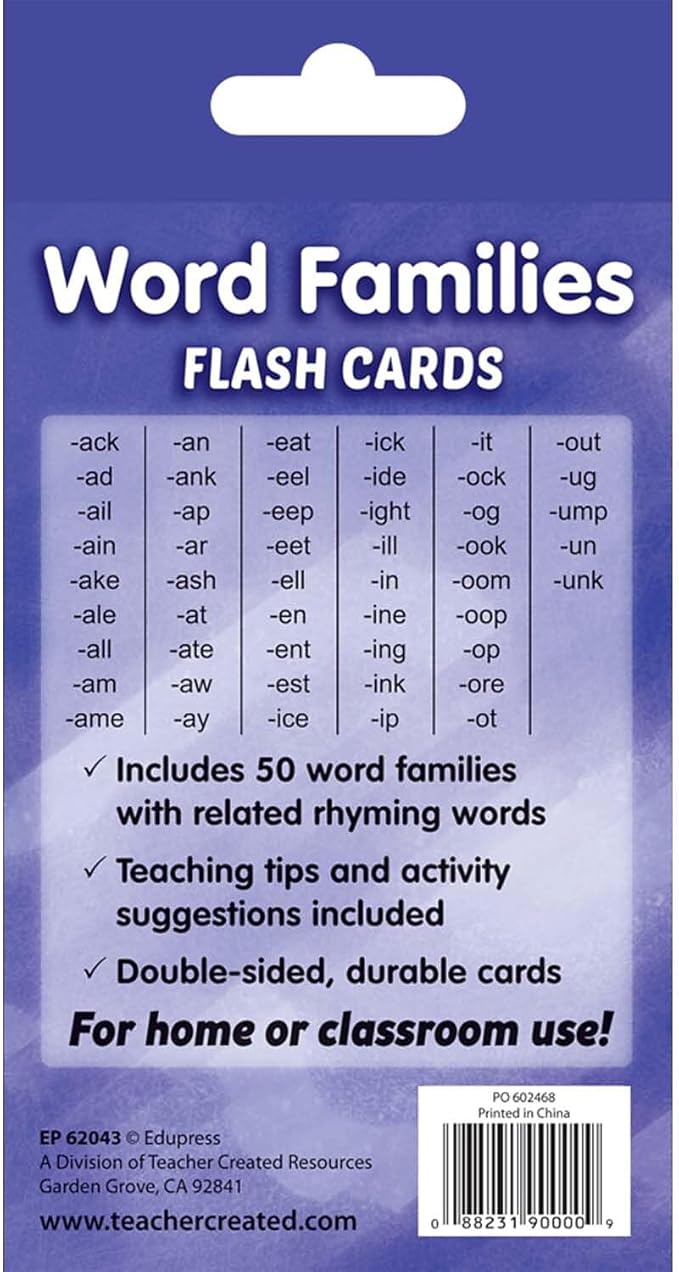 Teacher Created Resources Word Families Flash Cards (EP62043)