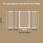 WAOWAO 40.55" Extra Tall 1.37" Ultra Narrow Spacing 53.74-61.61" Extra Wide Dogs Pets Baby Gate Safety Indoor Puppy Pressure Mounted Gate No Drill White Metal for Stairs,Doorways,Kitchen,Hallway