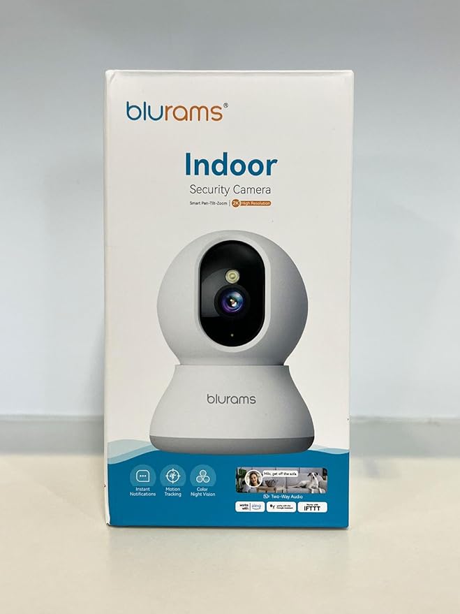 blurams Security Camera 2K, Baby Monitor Dog Camera 360-degree for Home Security w/Smart Motion Tracking, Phone App, IR Night Vision, Siren, Works with Alexa & Google Assistant & IFTTT, 2-Way Audio