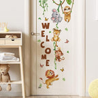clothmile Watercolor Jungle Animal Wall Decals Welcome Animal Wall Sticker Lion Monkey Koala Wall Decals for Kids Baby Nursery Playroom Bedroom Classroom Kindergarten Wall Decor