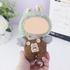2-Piece Doll Clothes Set – Adorable Bear Themed Bib Pants & Gray T-Shirt for 15cm/17cm Dolls – Perfect Outfits Accessories Fits 15cm Dolls (No Doll)
