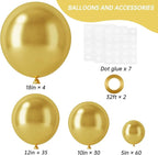 RUBFAC 129pcs Metallic Gold Balloons Different Sizes 18 12 10 5 Inch, Latex Balloon Garland Arch Kit for Party Graduation Wedding Holiday Happy Birthday Decoration