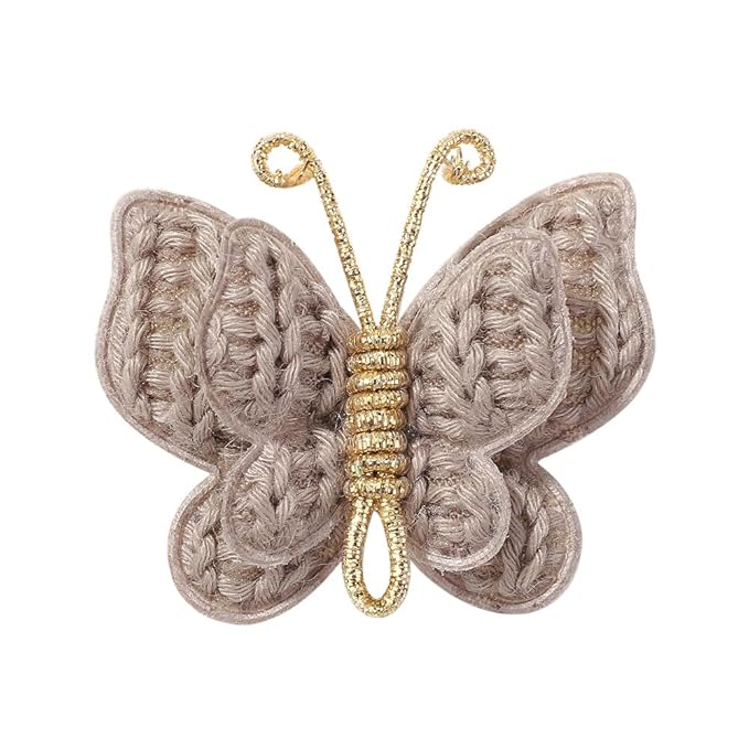 2 Pcs Butterfly Hair Bow Girl, Kid's Cute Hair Clips Barrettes Accessories for Infants Toddlers Baby Kids Fine Hair (Gray Beige)