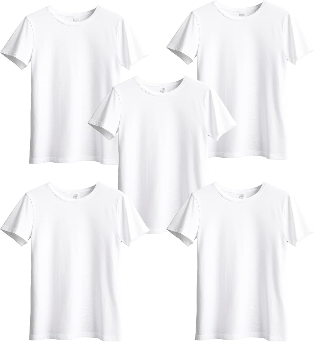 5 PCS Sublimation T-Shirt Blank for Toddler,White Polyester Crew Neck Short Sleeve T-Shirts for Kids