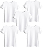 5 PCS Sublimation T-Shirt Blank for Toddler,White Polyester Crew Neck Short Sleeve T-Shirts for Kids
