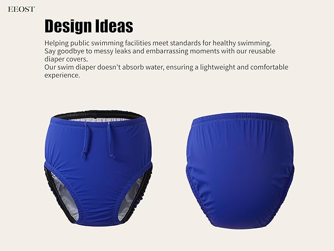 Youth Special Needs Reusable Swim Diapers Swimwear for Incontinence Cloth Diaper Covers Waterproof,Leakproof, Unisex (10-12T, Blue)