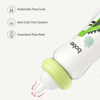 YOHKOH Natural Glass Baby Bottle with Natural Response Nipple, Newborn Anti-Colic Baby Bottles, Wide Neck Mushroom Cap Baby Bottle, Clear (8.8ounce (Pack of 2), Green2)