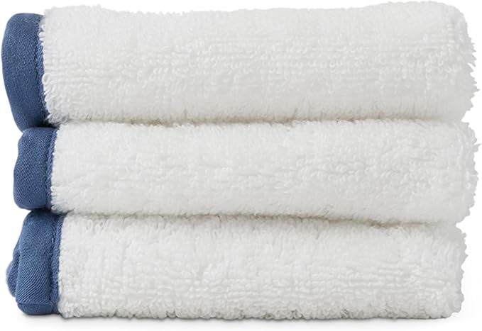 Lalo Baby Washcloths 3-Pack - 100% Organic Cotton, Soft & Absorbent, Gentle on Sensitive Skin, Machine Washable Soft Kids Washcloths - Blueberry