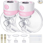 TSRETE Breast Pump, Double Wearable Breast Pump, Electric Hands-Free Breast Pumps with 2 Modes, 9 Levels, LCD Display, Memory Function Rechargeable Double Milk Extractor-21/24mm Flange, Pink