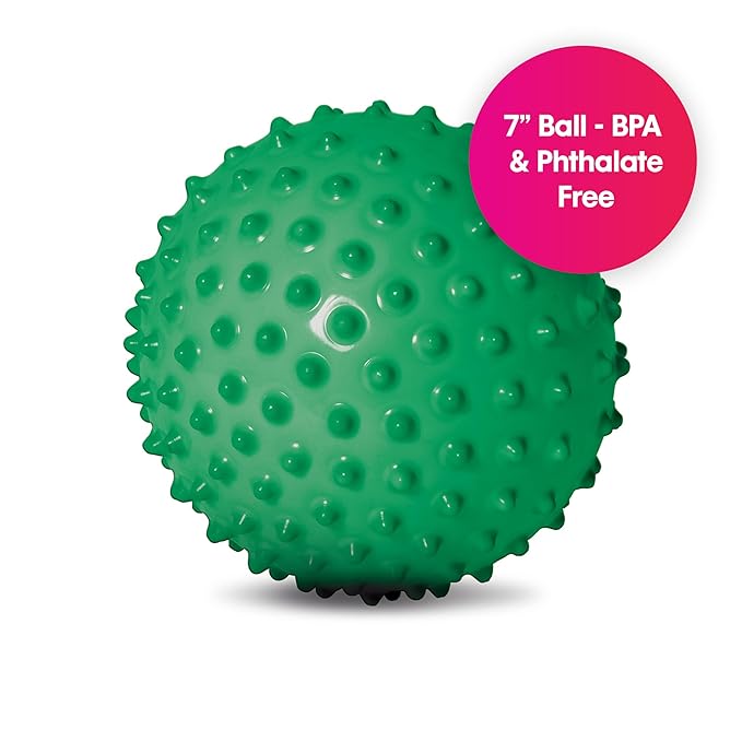 Edushape Original Sensory Ball for Baby - 7" Deflated with Pump, Green Color, Enhances Gross Motor Skills for Kids 6 Months & Up