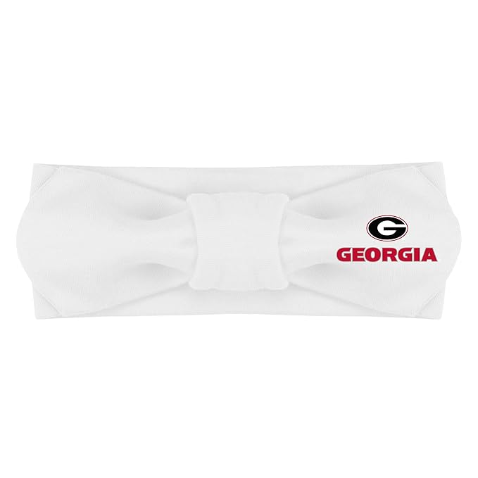 Creative Knitwear Georgia Bulldogs Infant Girls White Solid Hair Knot Headband Embroidered Logo - Size Newborn - 4T