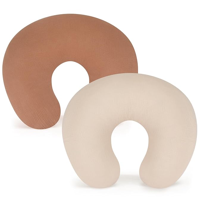 Accmor 2 Pack Muslin Nursing Pillow Covers, 100% Cotton Soft Nursing Covers for Breastfeeding Pillows, Slipcover for Baby Girls Boys Newborn