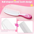 Baby Hair Brush and Comb Sets, New Born Baby Hair Brushes, Perfect Baby Registry Gift for Newborns(Pink)