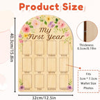 ORIGACH My First Year Baby Growth Photo Display Wood Board - 12 Months Newborn Milestones Photo Board - Neutral Baby Keepsake Board 1st Birthday Party Nursery Decor New Mom Gift - Flower