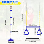 Hungdao 2 Set Gym Ring Trapeze Swing Bar and Climbing Rope with Platforms Disc Heavy Duty Coated Chains Seat Accessories for Outdoor Indoor Playground Backyard(Blue)