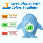 Baby Bath Thermometer, Infant Digital Water Thermometer Safety with 3 Color Backlit and Temperature Warning, Room Thermometers Floating Toy for Infant, Toddler, Bathtub, Swimming Pool (Light Blue)