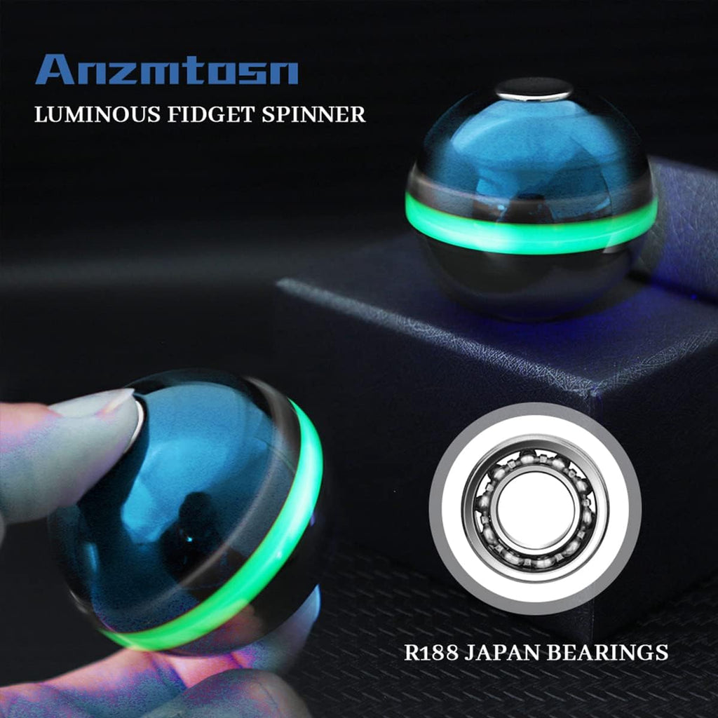 Boost Luminous Fidget Spinner Ball for Kids Adults, Glow in The Dark Kinetic Spinning Desk Toy Ball, Fidget Toys Ball for Anti Anxiety, Unique Gift PrizesToys for Christmas Birthday (Blue)