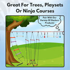 Slackers Exclusive Ninjaline Kit with Rickety Bridge & 15' Bachar Ladder – 36' Obstacle Course Line with 7 Obstacles – Outdoor Ninja Training System