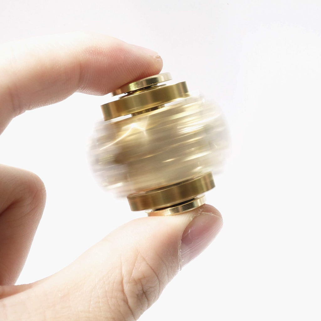 Fidget Cube Spinner, Linkage 4 Gears Figity Spin Finger Games, Metal Brass with Super Smooth Bearings, Durable Mechanics Romoveable, Small Premium Figit Toy - Gold